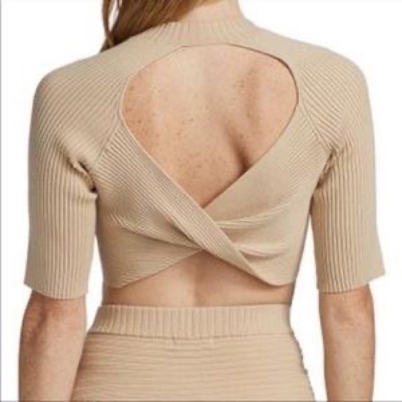 Naadam Women's Twist Back Short Sleeve Top - Beige - Picture 3 of 9
